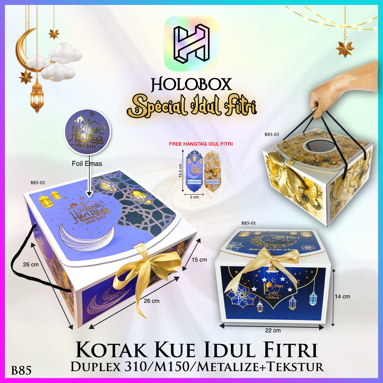 Box Hamper Kotak Lebaran Idul Fitri Dus Packaging Hologram - B85 - Image 2