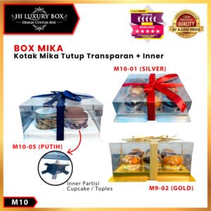 Box Mika / Kotak Kue Mika / Box Cupcake + Tatakan / Packaging Mika / 25x25 /tutup hologram M10