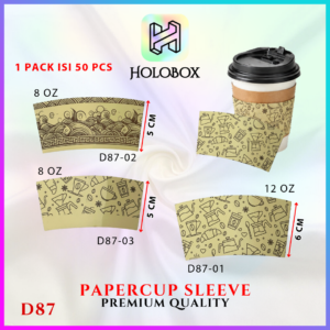 Paper Cup Sleeve | 8oz | 12oz | Sleeve Glass Motif | Isi 50pcs |D87